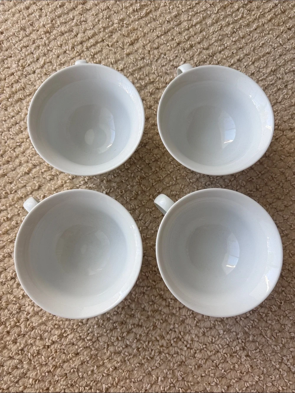 Set of 4 PB WHITE by Pottery Barn Porcelain Coffee Cup Mugs Made In Japan